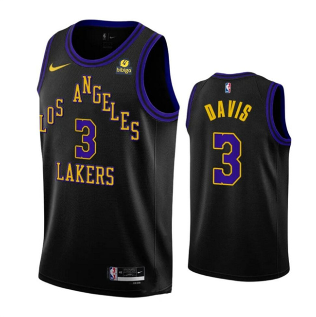 Personalized Men’s Los Angeles Lakers #3 Anthony Davis Black 2023-24 City Edition Stitched Basketball Jersey