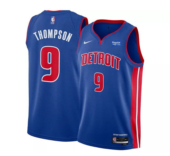 Personalized Men’s Detroit Pistons #9 Ausar Thompson Blue Icon Edition Stitched Basketball Jersey