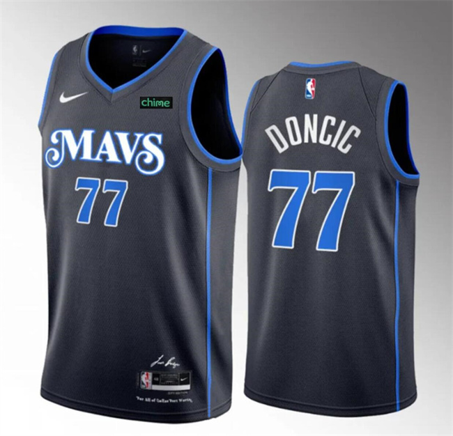 Personalized Men’s Dallas Mavericks #77 Luka Doncic Black 2023-24 City Edition Stitched Basketball Jersey