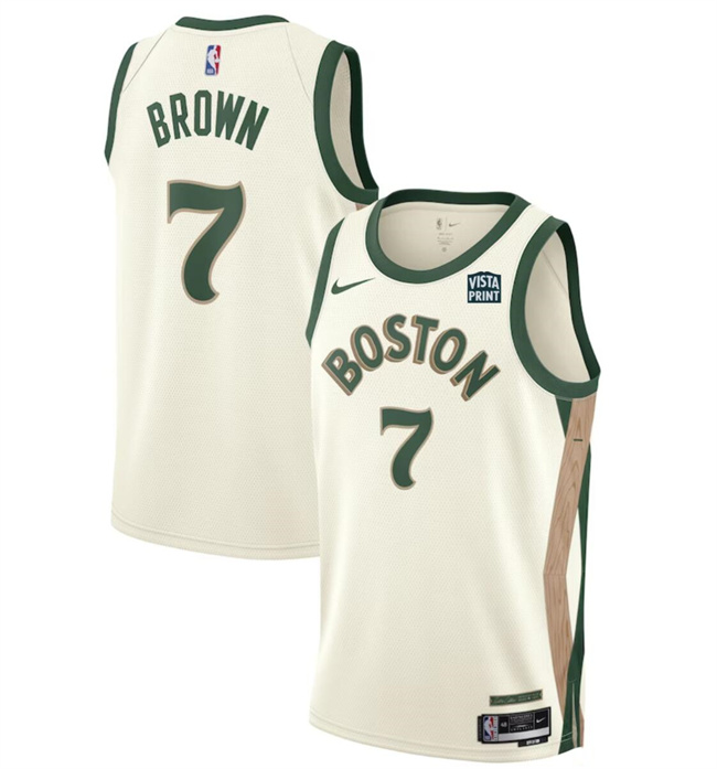 Personalized Men’s Boston Celtics #7 Jaylen Brown White 2023-24 City Edition Stitched Basketball Jersey