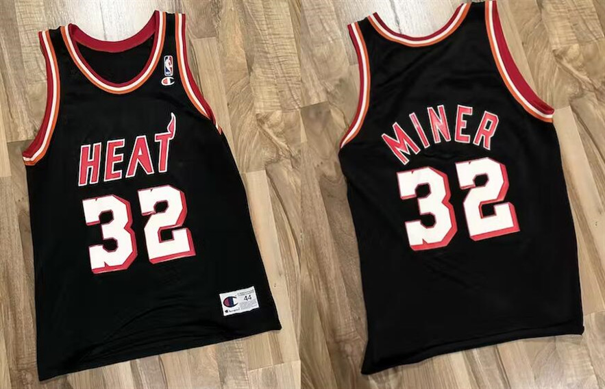 Personalized Men’s Miami Heat #32 Harold Miner Black Champions Stitched Basketball Throwback Jersey