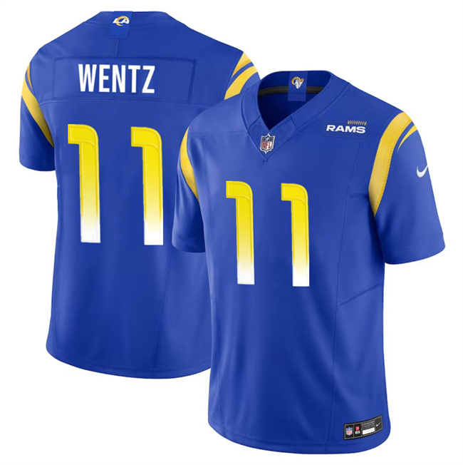 Personalized Men’s Los Angeles Rams #11 Carson Wentz Blue 2023 F.U.S.E. Untouchable Stitched Football Jersey