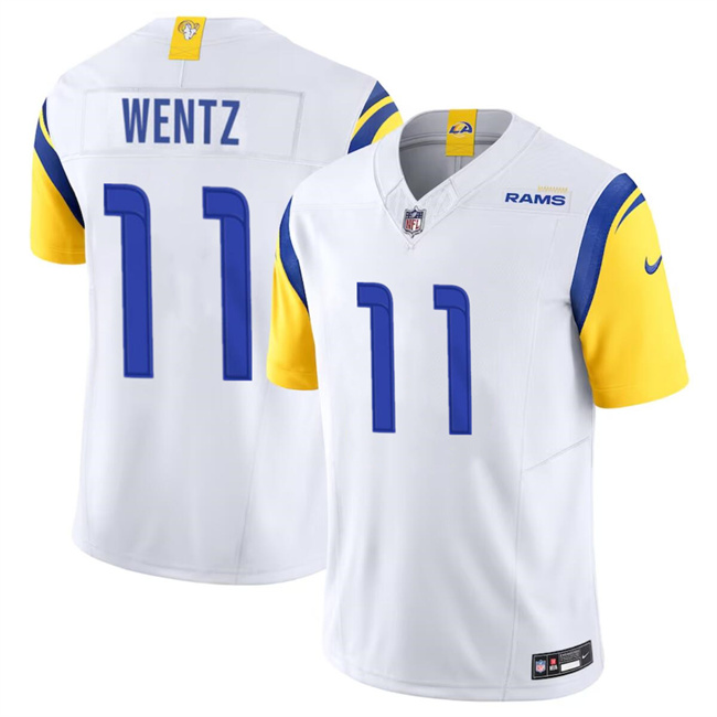Personalized Men’s Los Angeles Rams #11 Carson Wentz White 2023 F.U.S.E. Untouchable Stitched Football Jersey