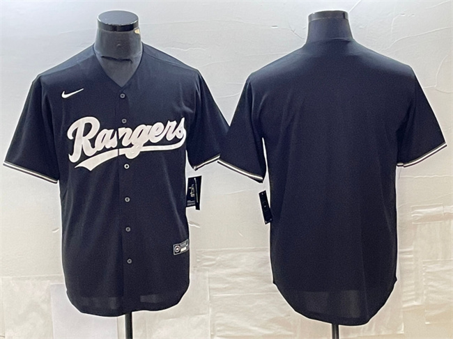 Personalized Men’s Texas Rangers Blank Black Cool Base Stitched Baseball Jersey