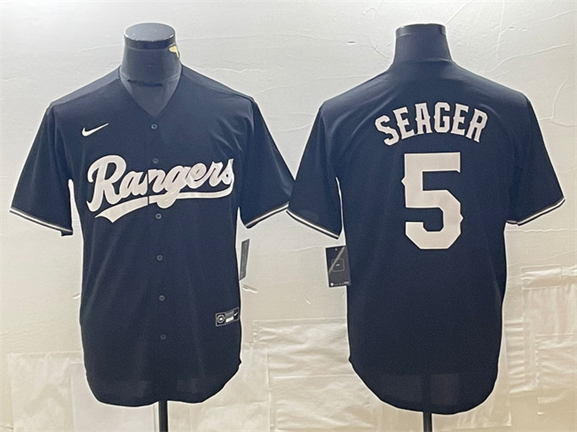 Personalized Men’s Texas Rangers #5 Corey Seager Black Cool Base Stitched Baseball Jersey