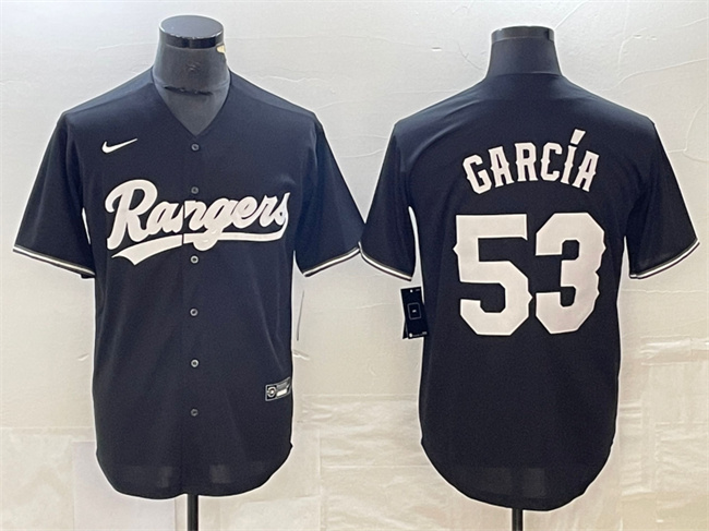 Personalized Men’s Texas Rangers #53 Adolis García Black Cool Base Stitched Baseball Jersey