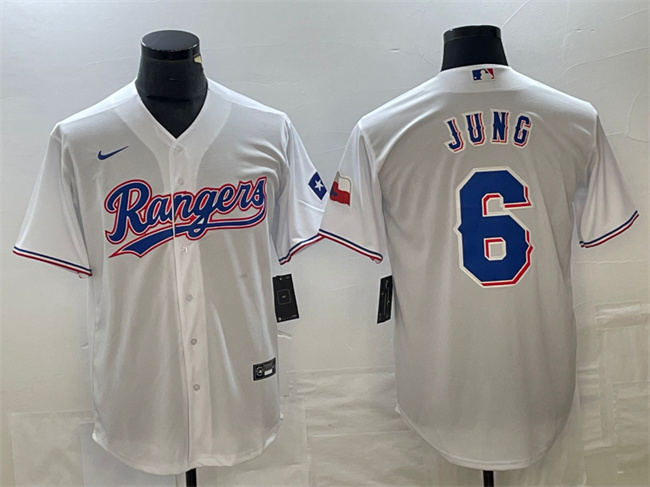 Personalized Men’s Texas Rangers #6 Josh Jung White With Patch Cool Base Stitched Baseball Jersey