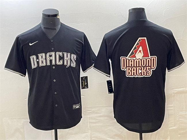 Personalized Men’s Arizona Diamondbacks Black Team Big Logo Cool Base Stitched Baseball Jersey