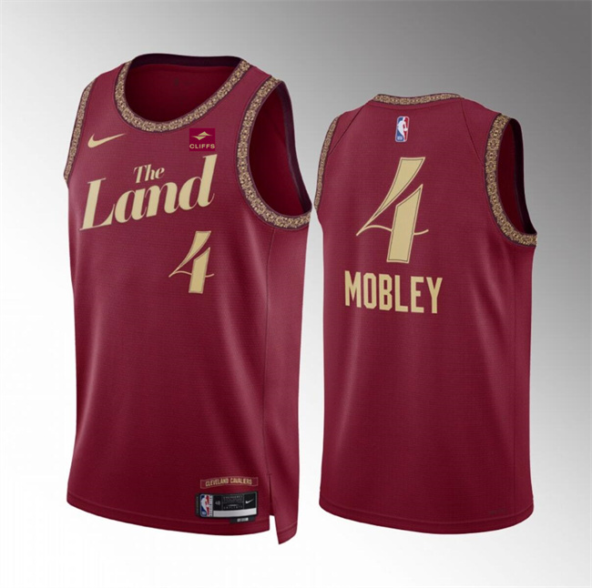 Personalized Men’s Cleveland Cavaliers #4 Evan Mobley Wine 2023 24 City Edition Stitched Jersey