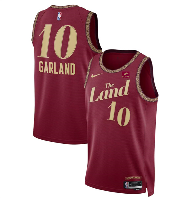 Personalized Men’s Cleveland Cavaliers #10 Darius Garland Wine 2023 24 City Edition Stitched Jersey