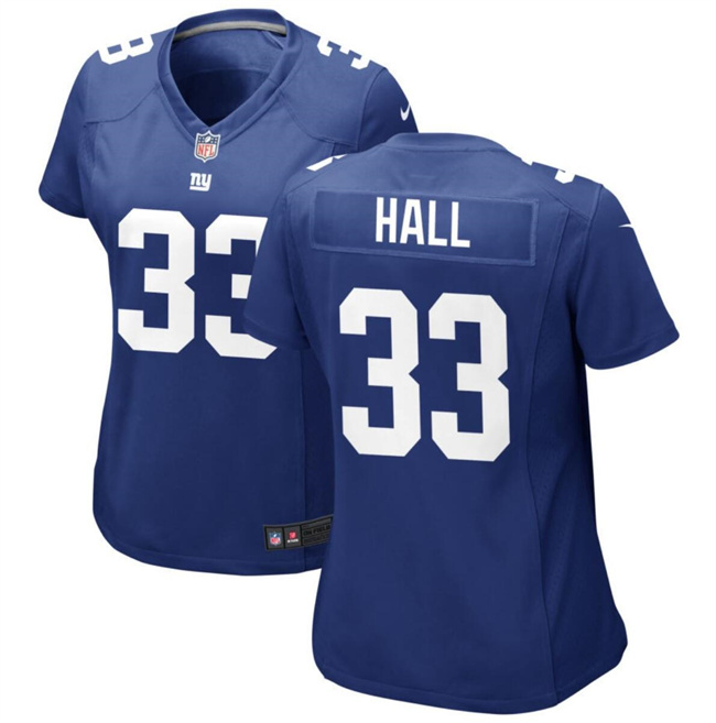 Personalized Women’s New York Giants #33 Hassan Hall Blue Stitched Jersey(Run Small)