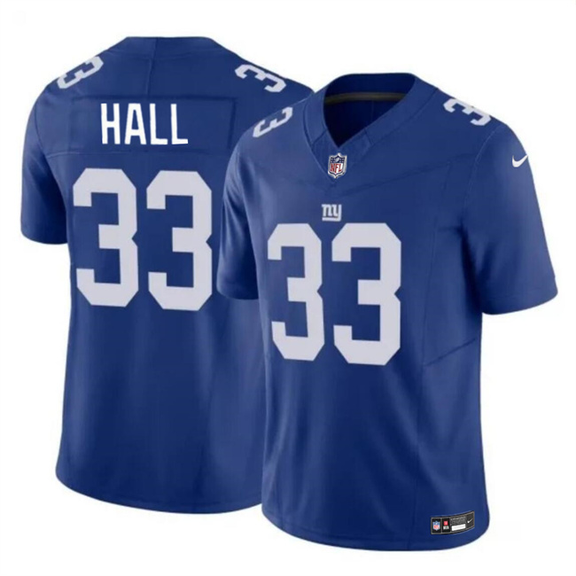 Personalized Men’s New York Giants #33 Hassan Hall Blue 2023 F.U.S.E. Untouchable Limited Stitched Jersey