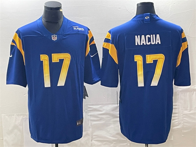 Personalized Men’s Los Angeles Rams #17 Puka Nacua Blue Untouchable Limited Stitched Jersey
