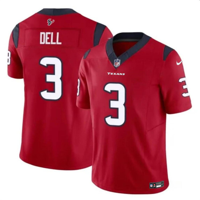 Personalized Men’s Houston Texans #3 Tank Dell Red 2023 F.U.S.E Untouchable Stitched Football Jersey