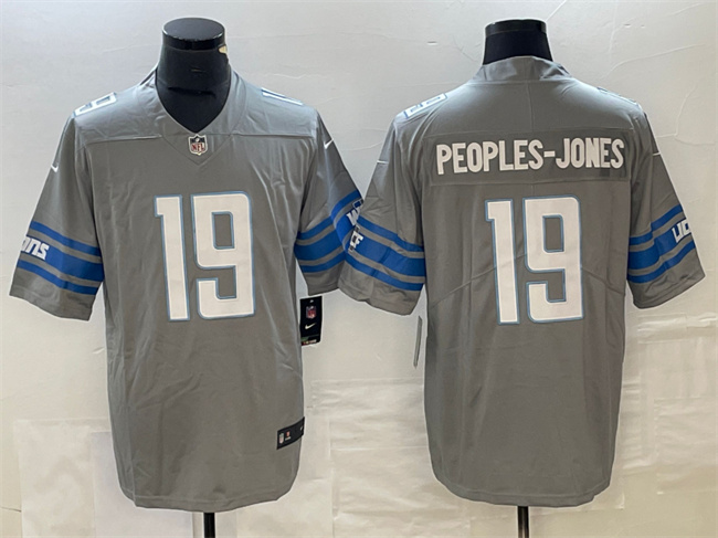 Personalized Men’s Detroit Lions #19 Donovan Peoples-Jones Grey Untouchable Limited Stitched Jersey