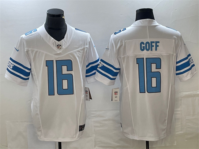Personalized Men’s Detroit Lions #16 Jared Goff White 2023 F.U.S.E. Untouchable Limited Stitched Jersey