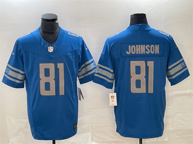 Personalized Men’s Detroit Lions #81 Calvin Johnson Blue 2023 F.U.S.E. Untouchable Limited Stitched Jersey