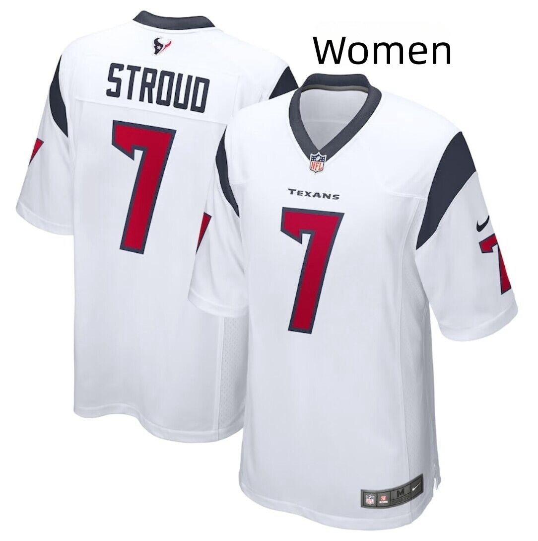 Personalized Women Houston Texans #7 C.J. Stroud Stitched Game Jersey