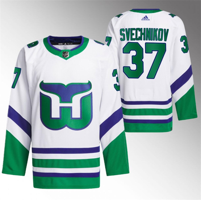 Personalized Men’s Carolina Hurricanes #37 Andrei Svechnikov White Stitched Jersey