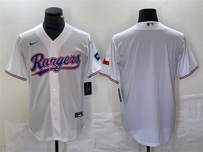Personalized Men’s Texas Rangers Blank White With Patch Cool Base Stitched Baseball Jersey