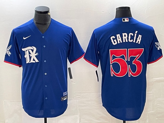 Personalized Men’s Texas Rangers #53 Adolis García Royal City Connect Stitched Baseball Jersey