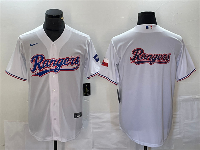 Personalized Men’s Texas Rangers White Team Big Logo With Patch Cool Base Stitched Baseball Jersey