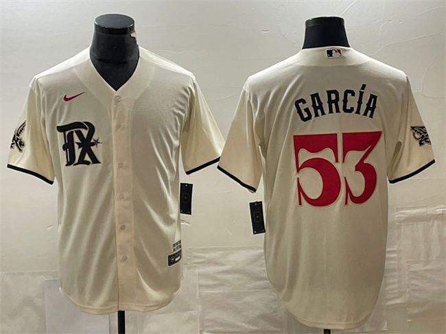 Personalized Men’s Texas Rangers #53 Adolis García Cream City Connect Cool Base Stitched Baseball Jersey