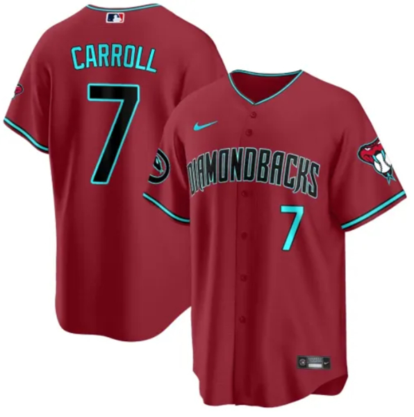 Personalized Men’s Arizona Diamondbacks #7 Corbin Carroll 2023 24 Red Cool Base Stitched Baseball Jersey