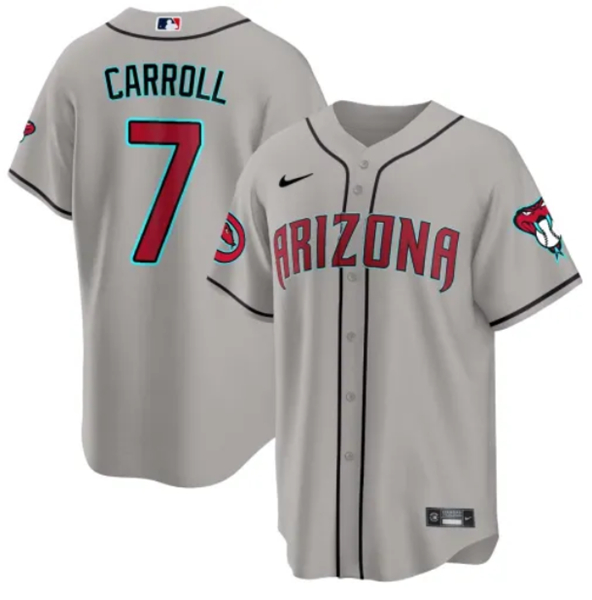 Personalized Men’s Arizona Diamondbacks #7 Corbin Carroll 2023 24 Gray Cool Base Stitched Baseball Jersey