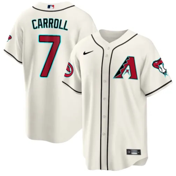 Personalized Men’s Arizona Diamondbacks #7 Corbin Carroll 2023 24 Cream Cool Base Stitched Baseball Jersey
