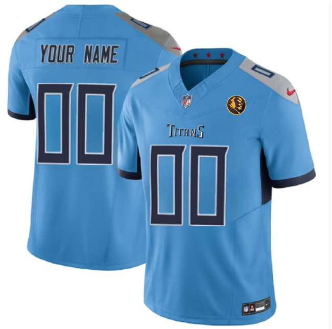 Personalized Men’s Tennessee Titans Active Player Blue 2023 F.U.S.E. With John Madden Patch Limited Stitched Football Jersey