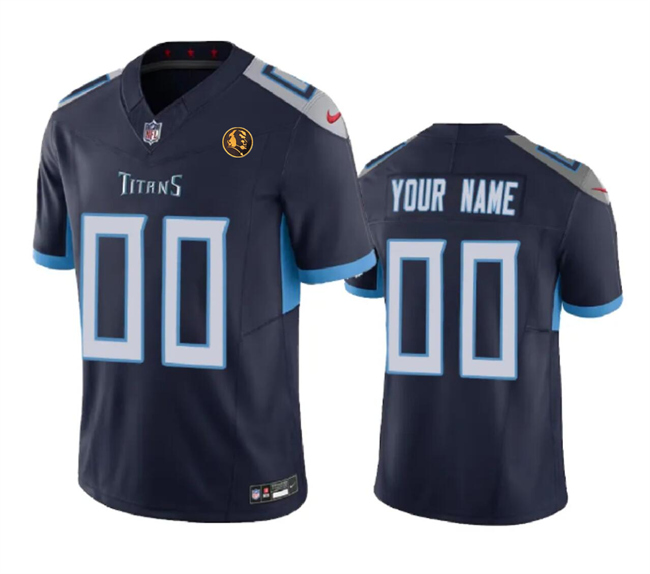 Personalized Men’s Tennessee Titans Active Player Navy 2023 F.U.S.E. With John Madden Patch Limited Stitched Football Jersey