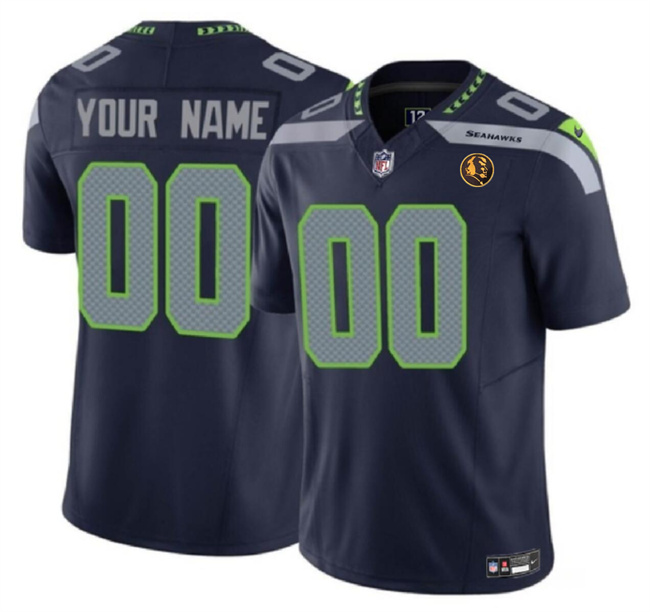 Personalized Men’s Seattle Seahawks Active Player Navy 2023 F.U.S.E. With John Madden Patch Limited Stitched Football Jersey
