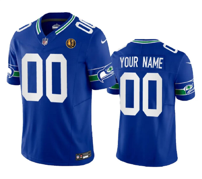 Personalized Men’s Seattle Seahawks Active Player Royal 2023 F.U.S.E. Throwback With John Madden Patch Limited Stitched Football Jersey