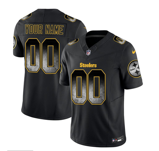 Personalized Men’s Pittsburgh Steelers Active Player Black 2023 F.U.S.E. Smoke Untouchable Limited Stitched Jersey