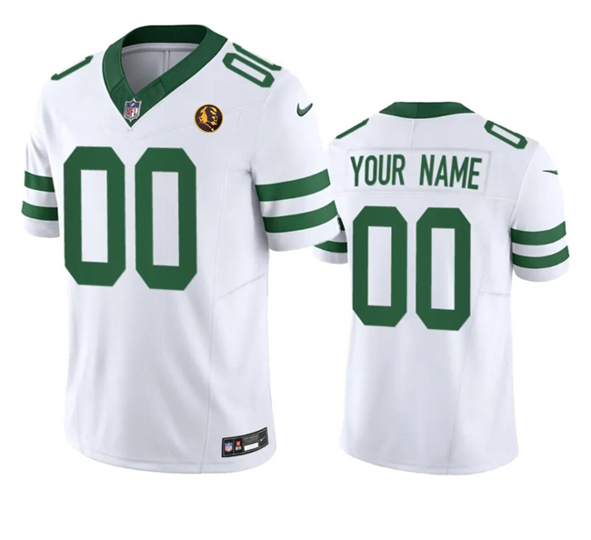 Personalized Men’s New York Jets Active Player White 2023 F.U.S.E. Throwback With John Madden Patch Limited Stitched Football Jersey