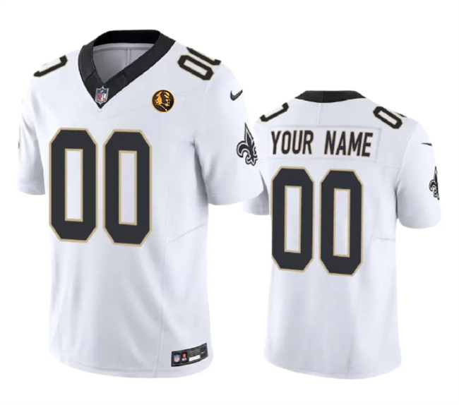 Personalized Men’s New Orleans Saints Active Player White 2023 F.U.S.E. With John Madden Patch Limited Stitched Football Jersey