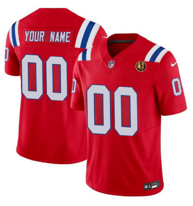 Personalized Men’s New England Patriots Active Player Red 2023 F.U.S.E. With John Madden Patch Limited Stitched Football Jersey