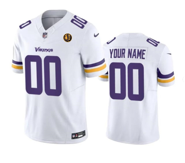 Personalized Men’s Minnesota Vikings Active Player White 2023 F.U.S.E. With John Madden Patch Limited Stitched Football Jersey