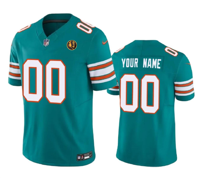 Personalized Men’s Miami Dolphins Active Player Aqua 2023 F.U.S.E. Alternate With John Madden Patch Limited Stitched Football Jersey