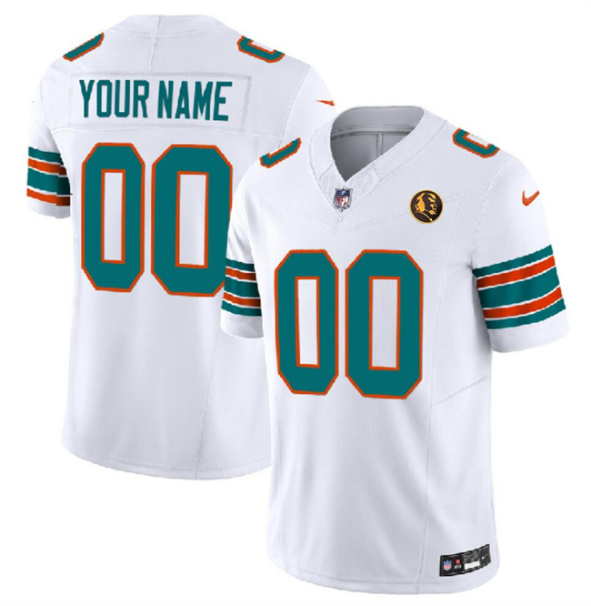 Personalized Men’s Miami Dolphins Active Player White 2023 F.U.S.E. Alternate With John Madden Patch Limited Stitched Football Jersey