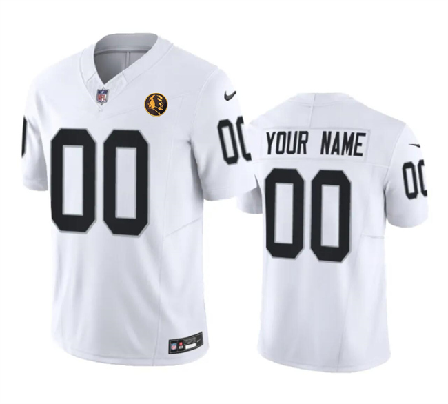 Personalized Men’s Las Vegas Raiders Active Player White 2023 F.U.S.E. With John Madden Patch Limited Stitched Football Jersey