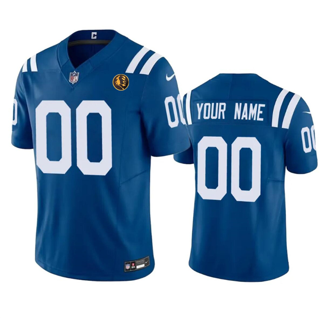 Personalized Men’s Indianapolis Colts Active Player Blue 2023 F.U.S.E. With John Madden Patch Limited Stitched Football Jersey