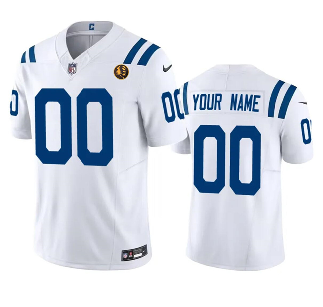 Personalized Men’s Indianapolis Colts Active Player White 2023 F.U.S.E. With John Madden Patch Limited Stitched Football Jersey
