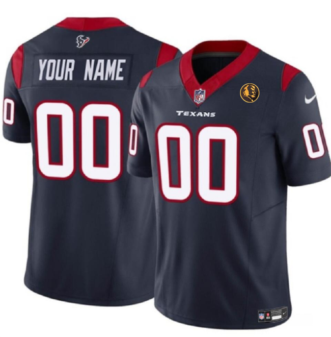Personalized Men’s Houston Texans Active Player Navy 2023 F.U.S.E. With John Madden Patch Limited Stitched Football Jersey