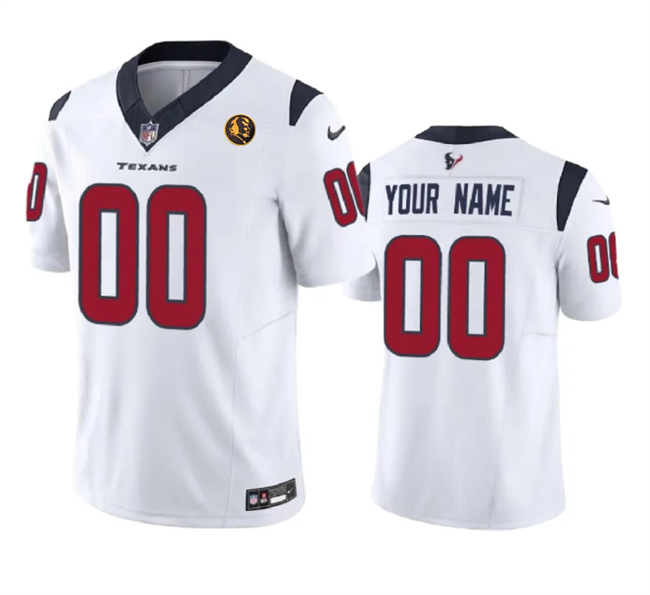 Personalized Men’s Houston Texans Active Player White 2023 F.U.S.E. With John Madden Patch Limited Stitched Football Jersey