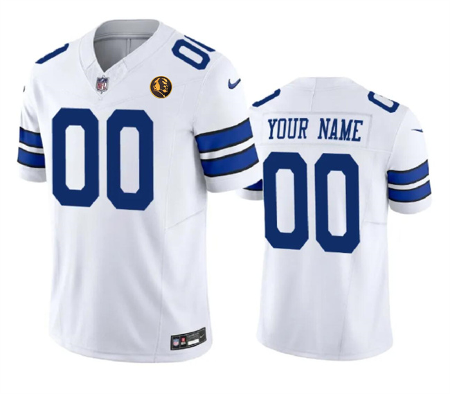 Personalized Men’s Dallas Cowboys Active Player White 2023 F.U.S.E. With John Madden Patch Limited Stitched Football