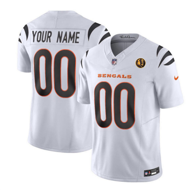 Personalized Men’s Cincinnati Bengals Active Player White 2023 F.U.S.E. With John Madden Patch Limited Stitched Football Jersey