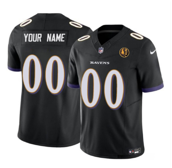 Personalized Men’s Baltimore Ravens Active Player Black 2023 F.U.S.E. With John Madden Patch Limited Football Jersey