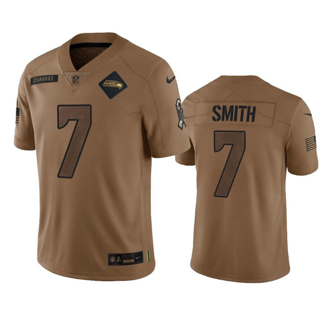 Personalized Men’s Seattle Seahawks #7 Geno Smith 2023 Brown Salute To Service Limited Stitched Football Jersey